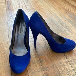 Faux Blue Suede Shoes. Low wear & tear. Ready for a new chic owner!